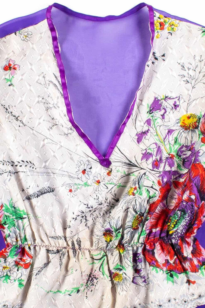 Sheer Purple Floral Vintage Blouse