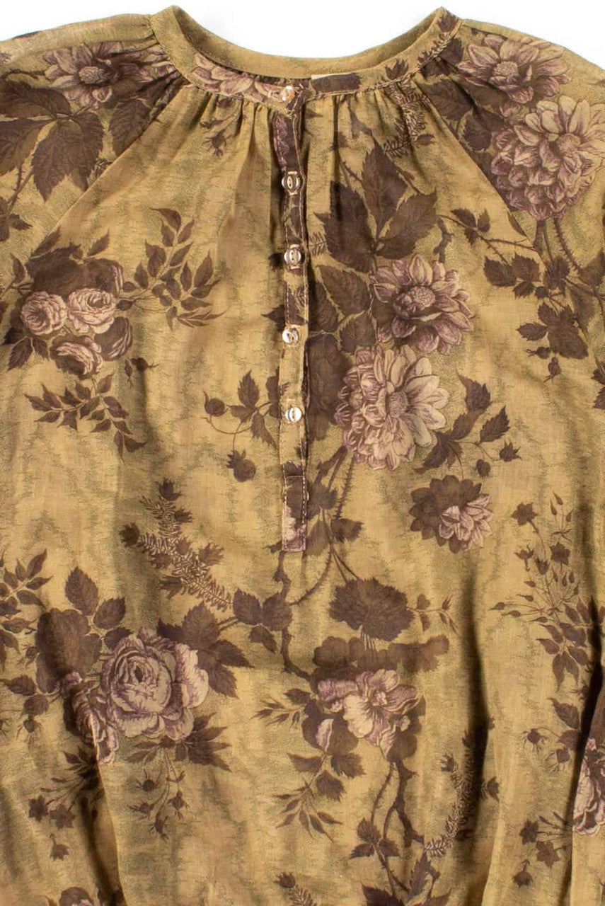 Olive Sheer Floral Blouse