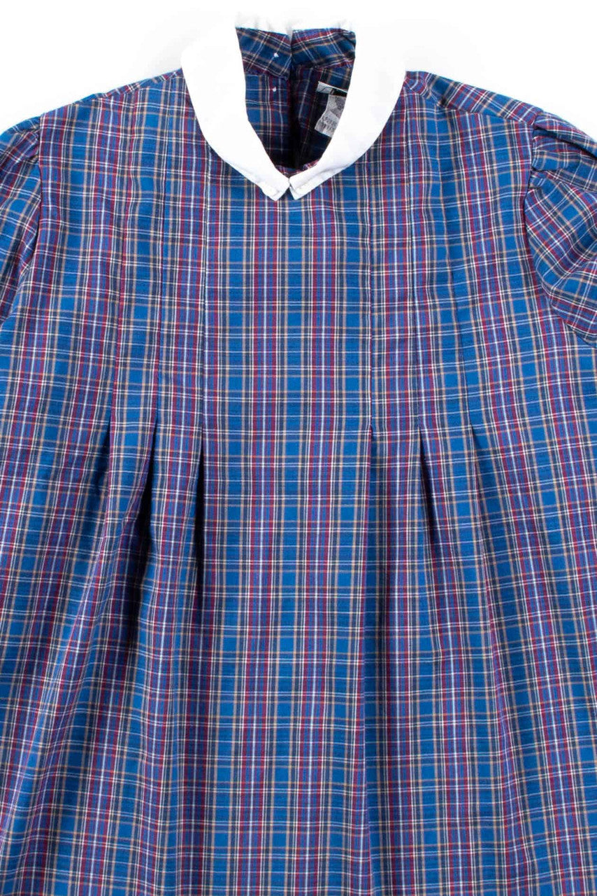 Blue Plaid Maternity Blouse