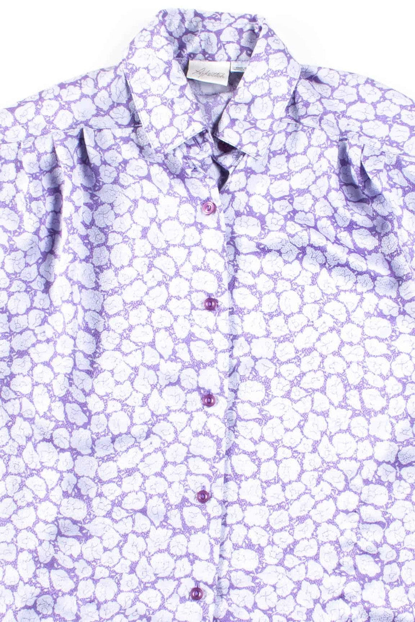 Purple Floral Button Up Blouse