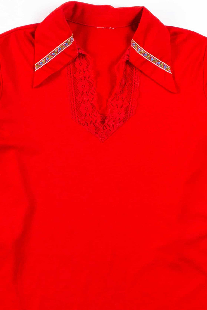 Red Lace Trimmed Top
