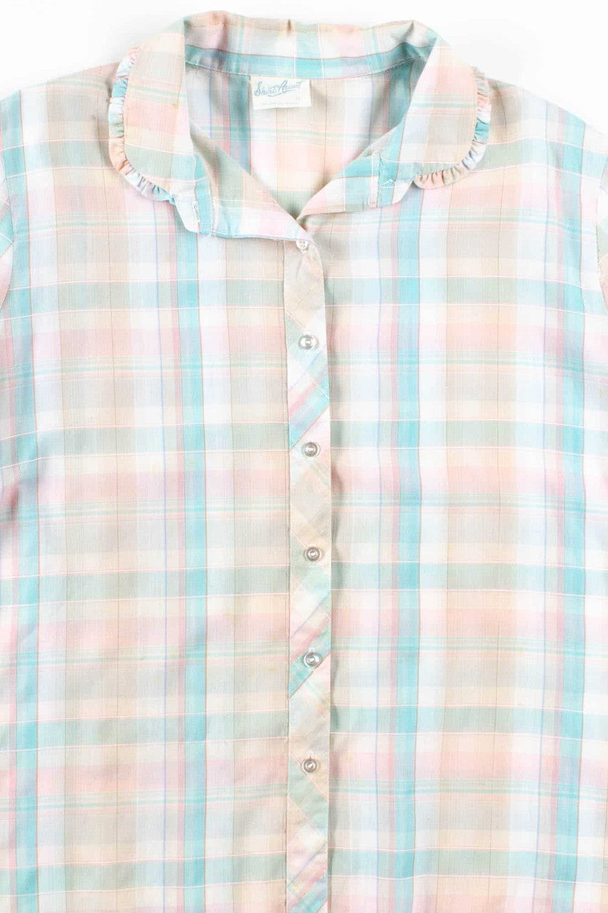 Pastel Plaid Button Up Blouse