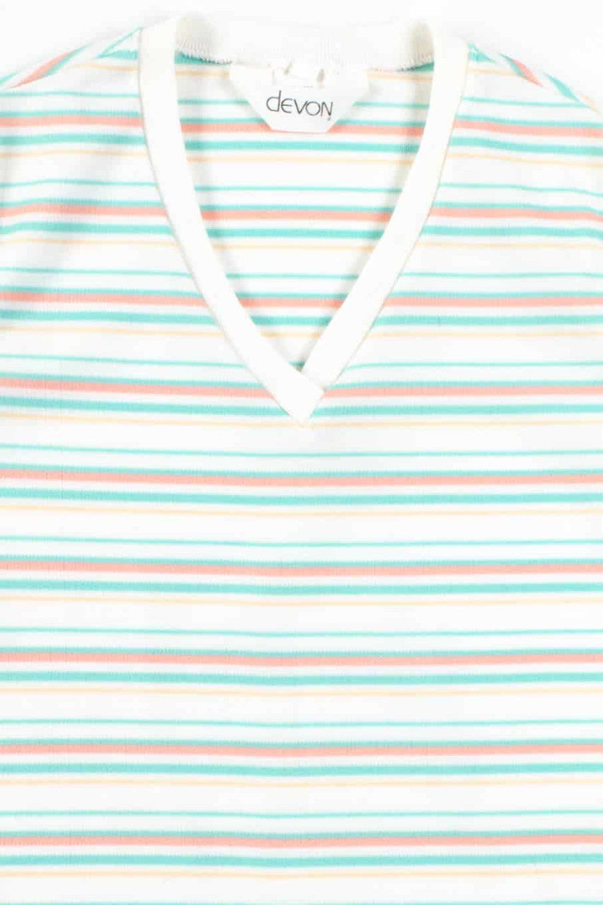Rainbow Sherbet Striped V-Neck Top