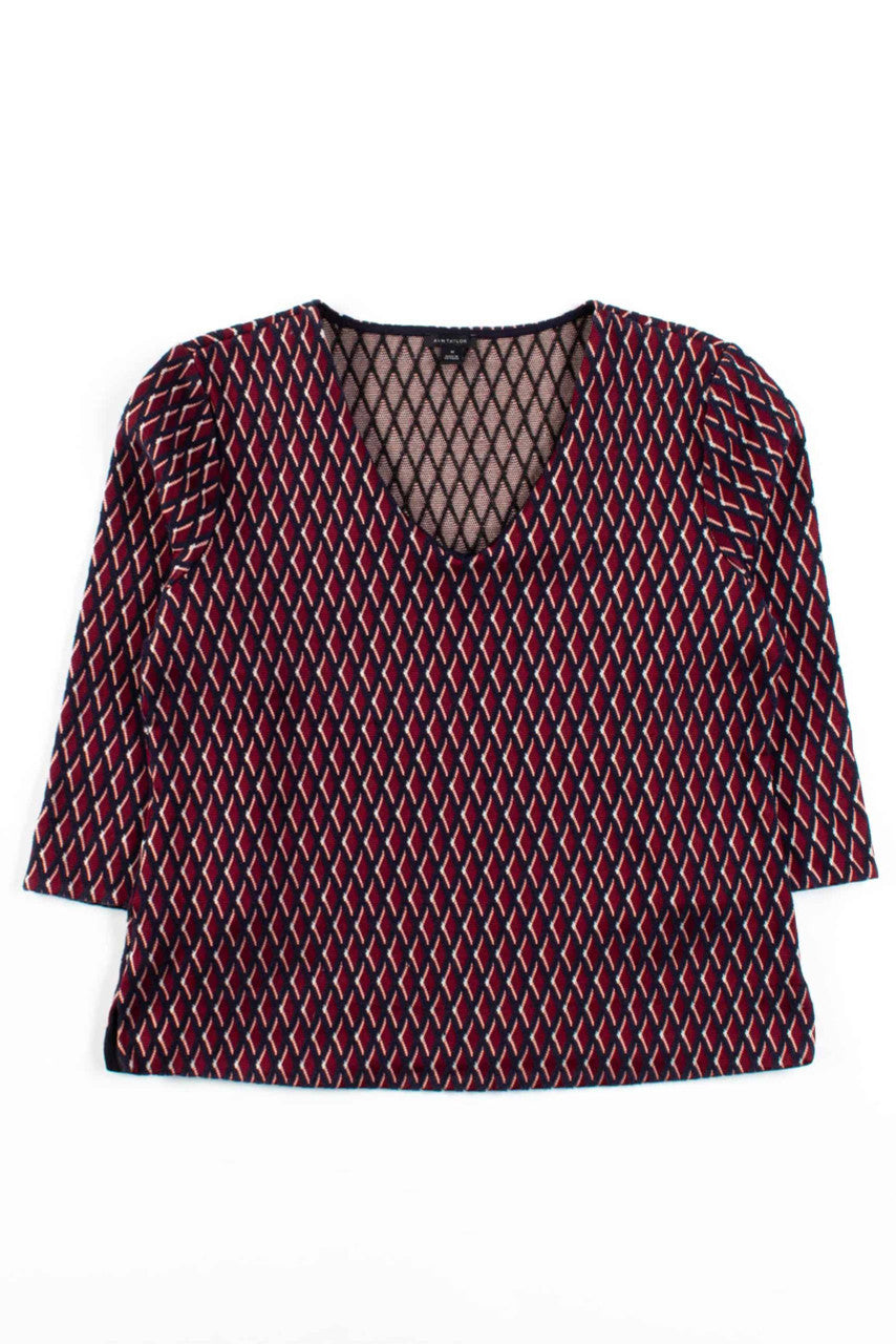 Burgundy Diamond V-Neck Top