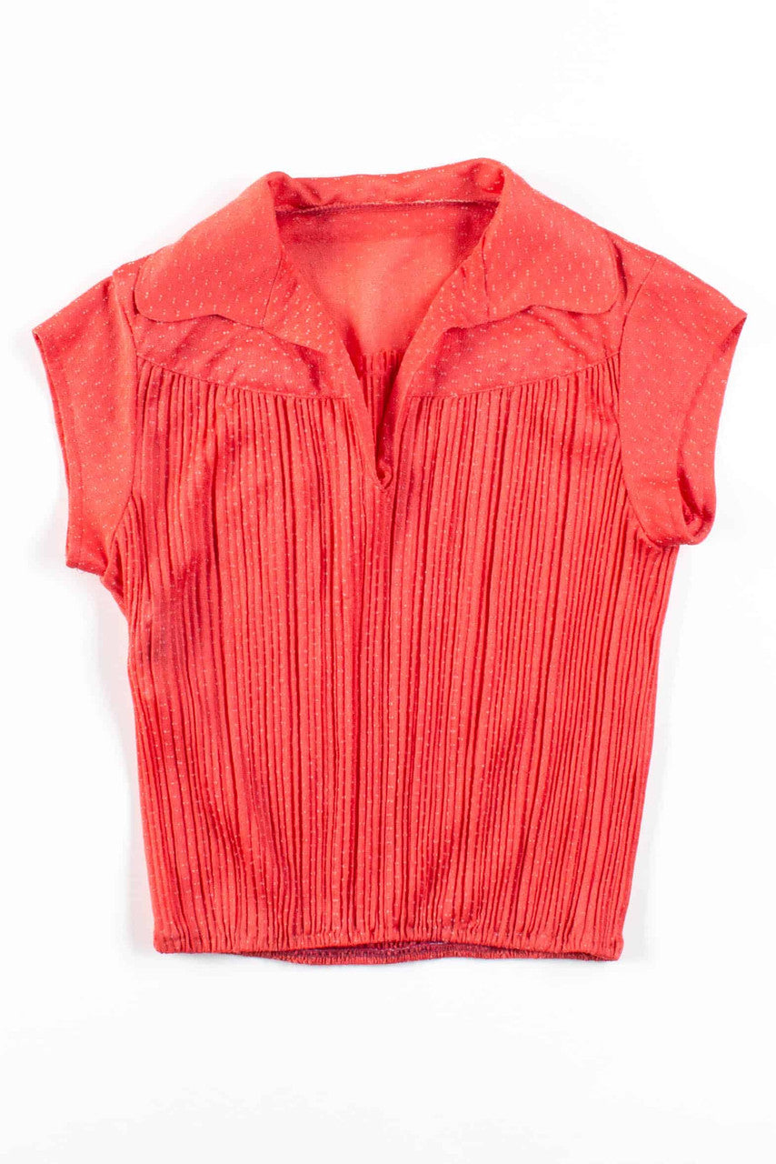 Pink Pleated Vintage Blouse