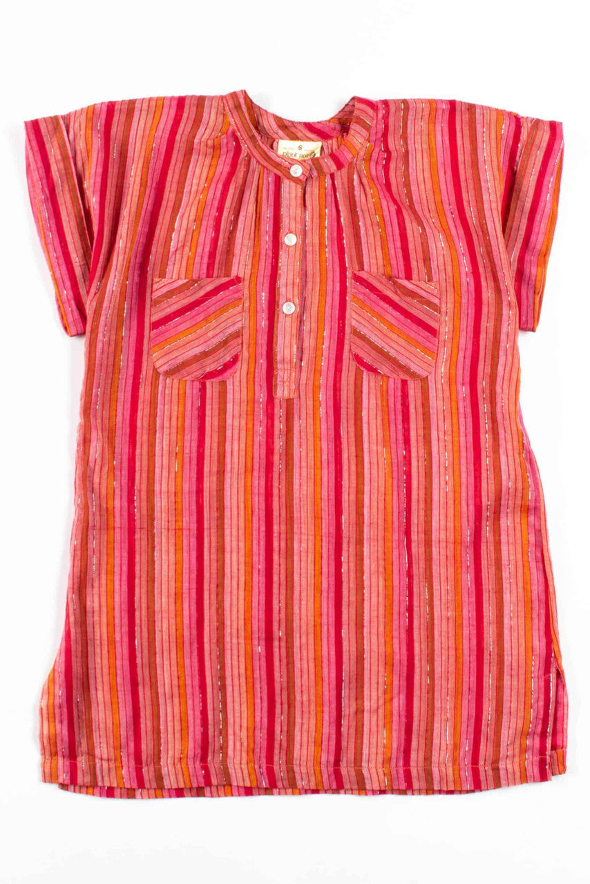 Sheer Striped Henley Blouse