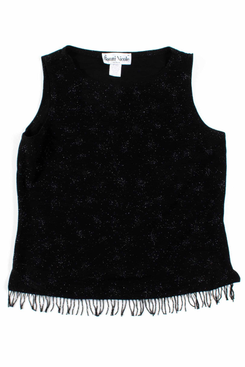 Black Glitter Flapper Top