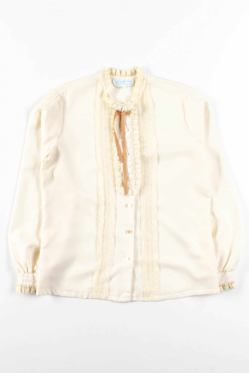 Cream Lace Button Up Blouse