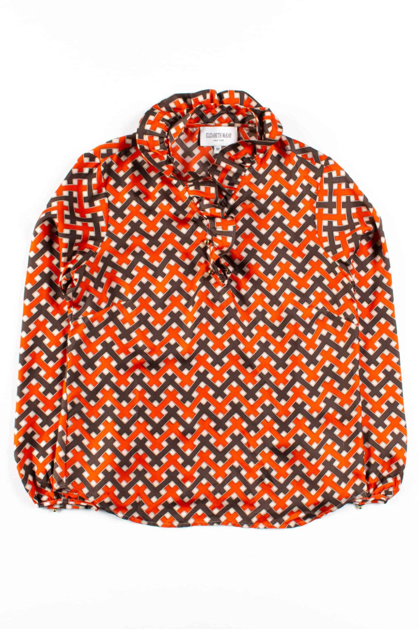 Interlocking Squares Ruffled Blouse