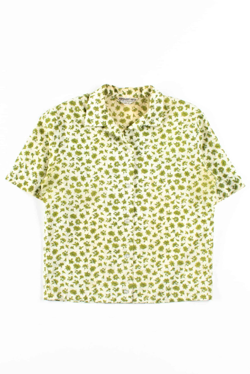 Green Floral Vintage Blouse