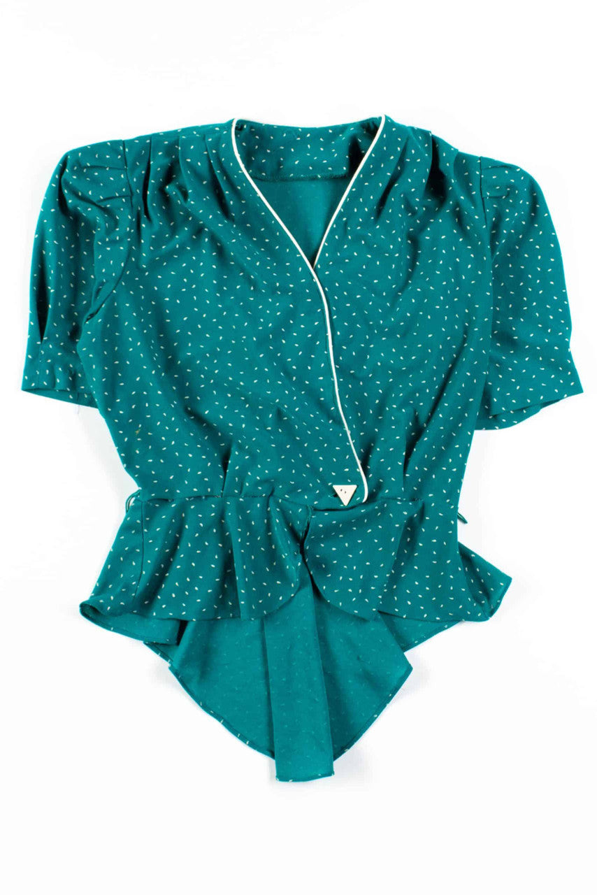 Faux-Wraparound 80s Vintage Blouse