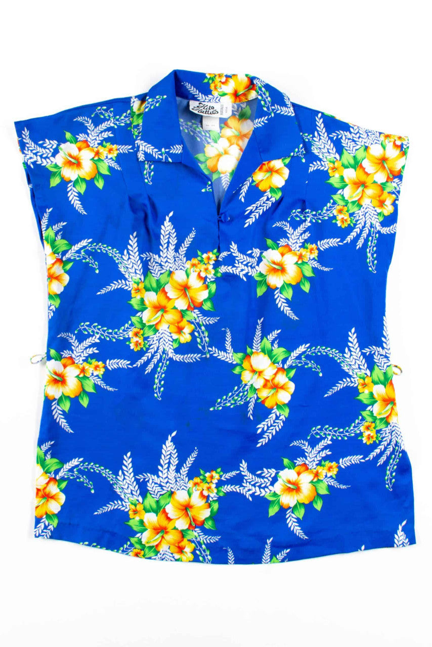 Blue Hawaiian Sleeveless Blouse