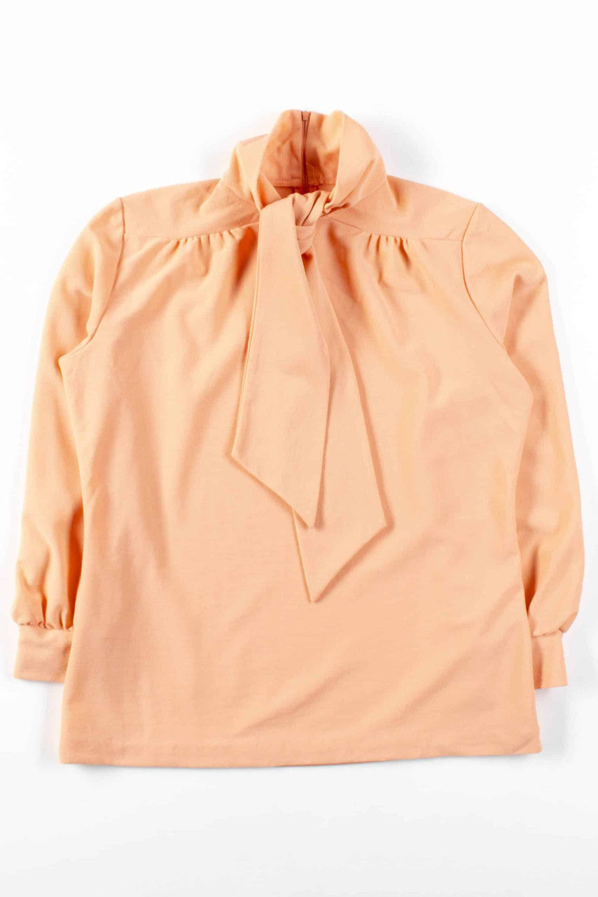 Peach Tie Neck Blouse