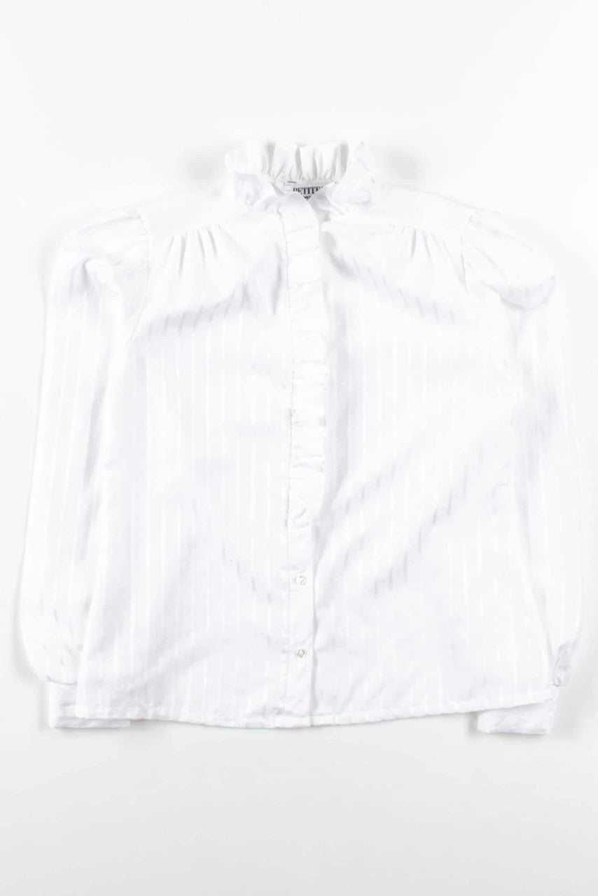 White Striped Ruffled Blouse