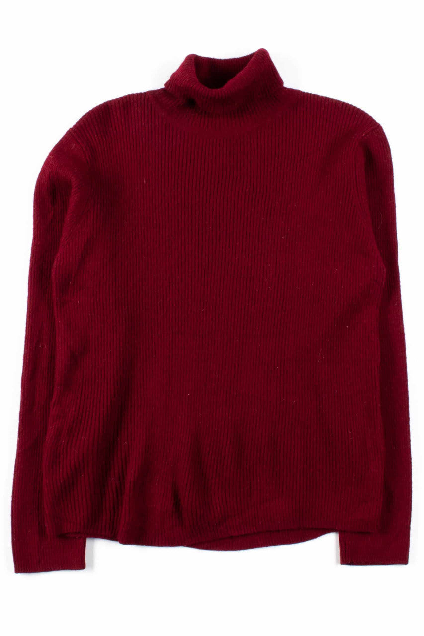 Red Ribbed Turtleneck Sweater