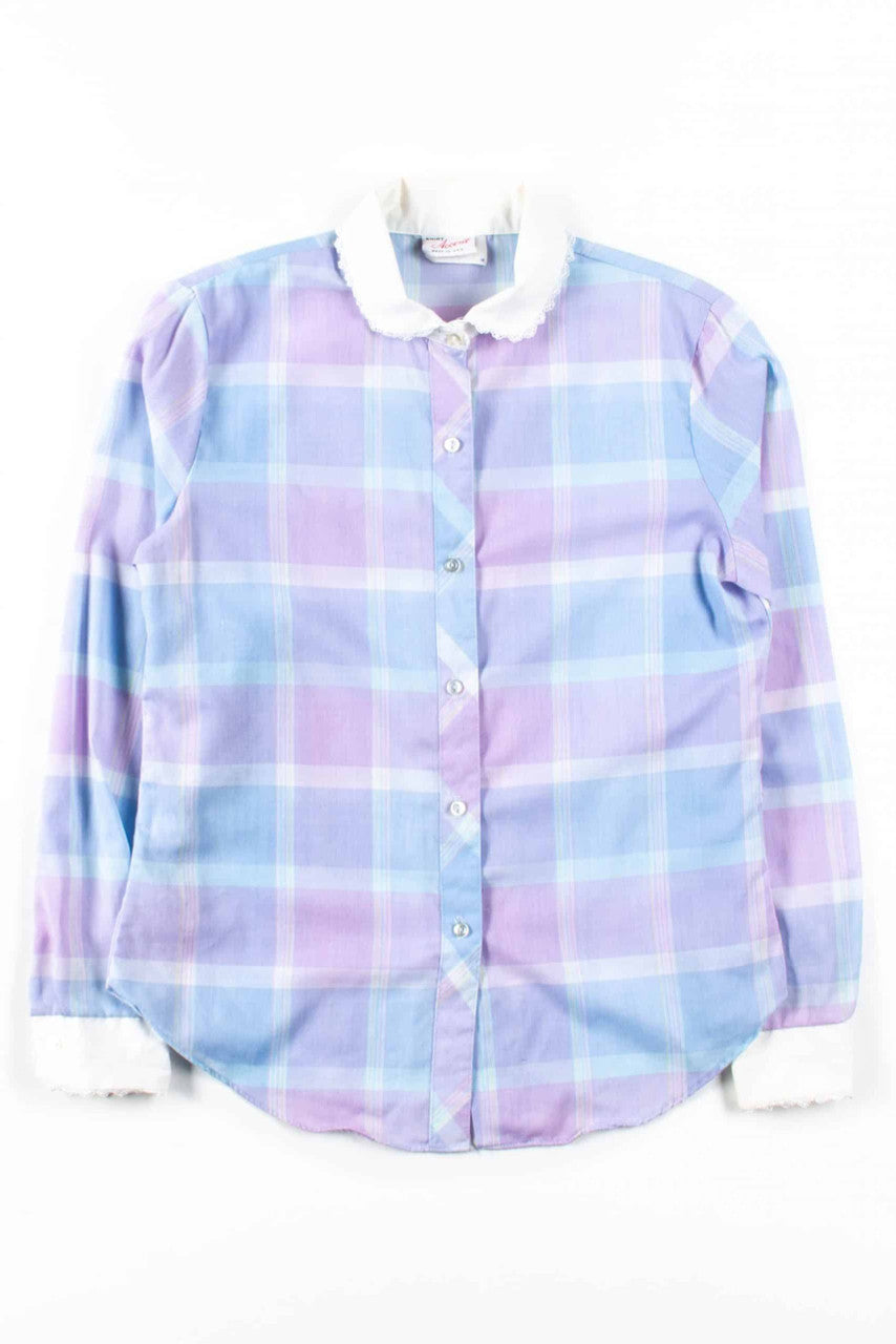 Pastel Lavender Plaid Blouse