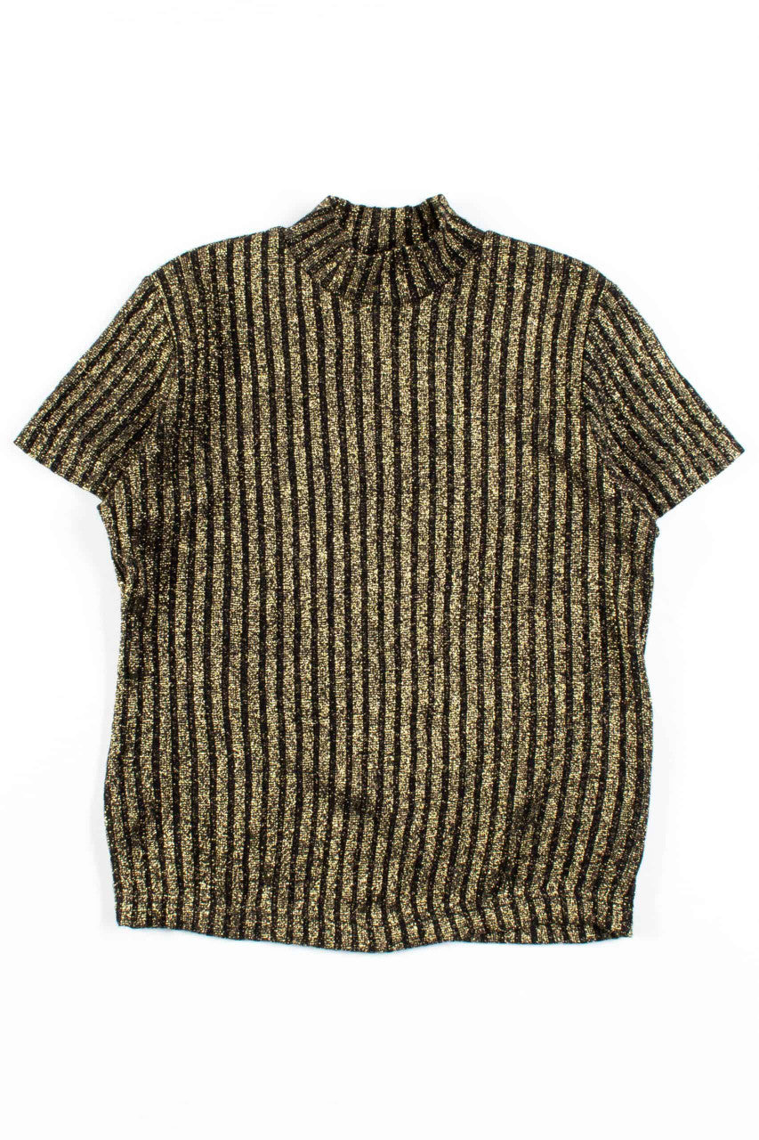 Black & Gold Metallic Striped T-Shirt