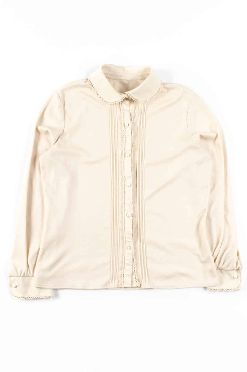 Beige Crochet Trimmed Blouse