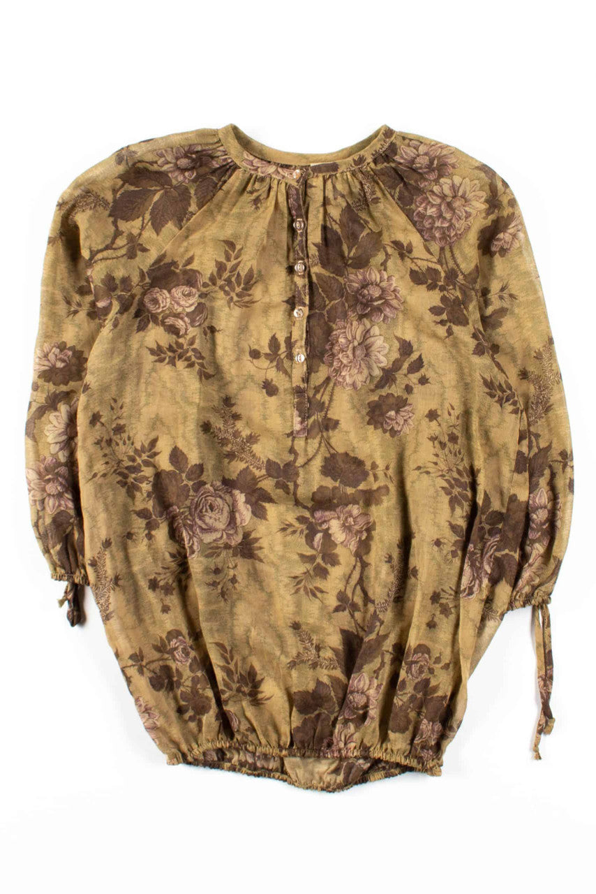 Olive Sheer Floral Blouse
