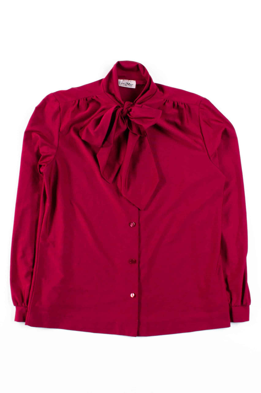 Red Wine Bow Collar Blouse