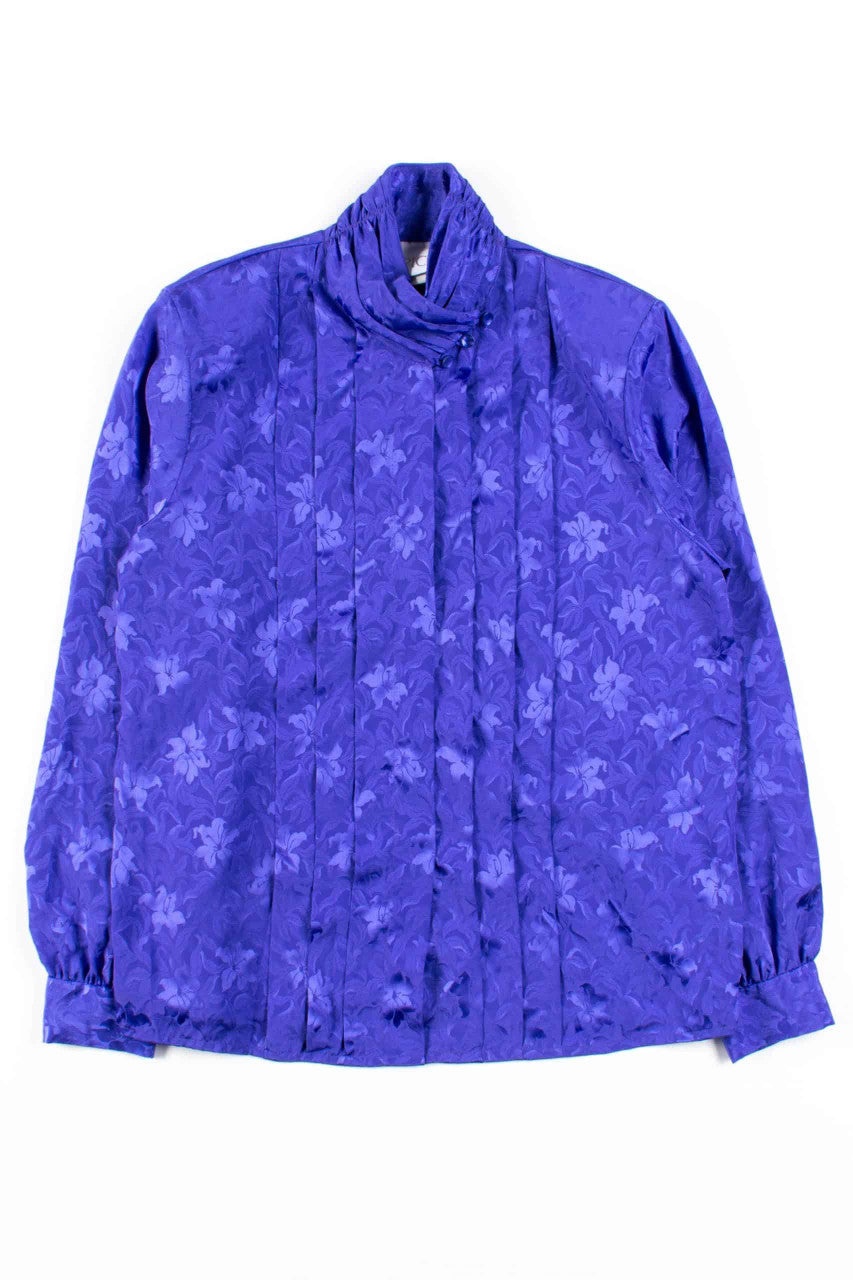 Purple Floral Pleated Blouse