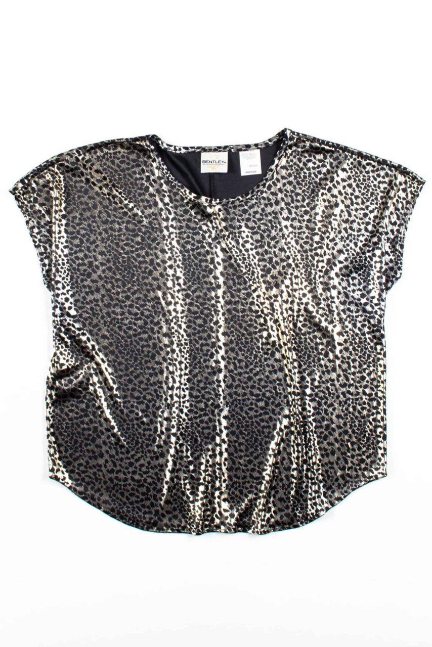 Leopard Print Shiny Silver Top