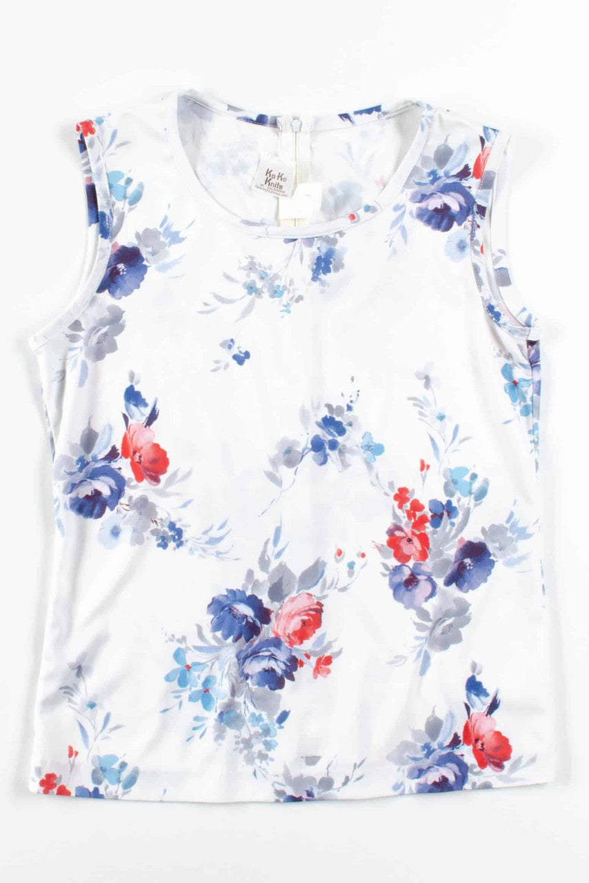 White Floral Sleeveless Top 1