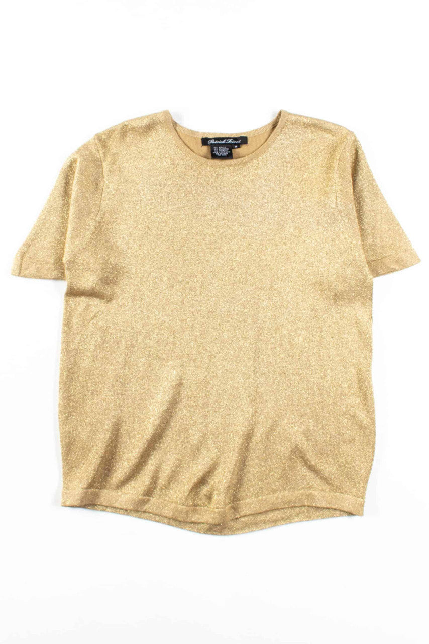 Gold Metallic Short Sleeve Top
