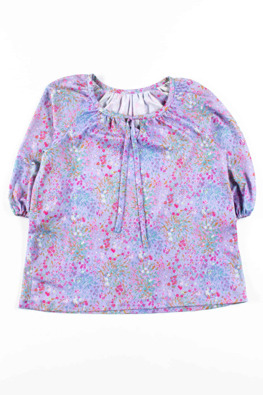 Lavender Floral Tie Blouse