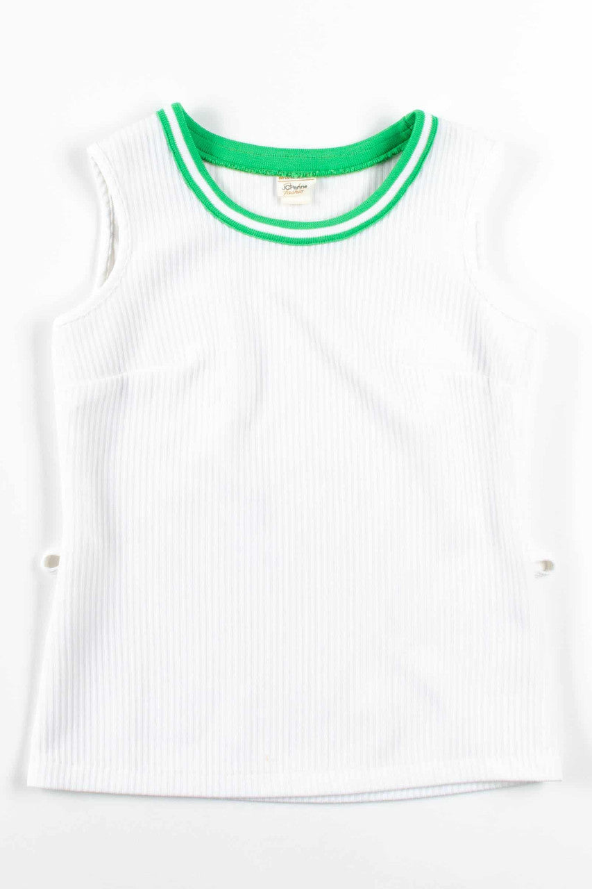 Vintage White Ribbed Sleeveless Top