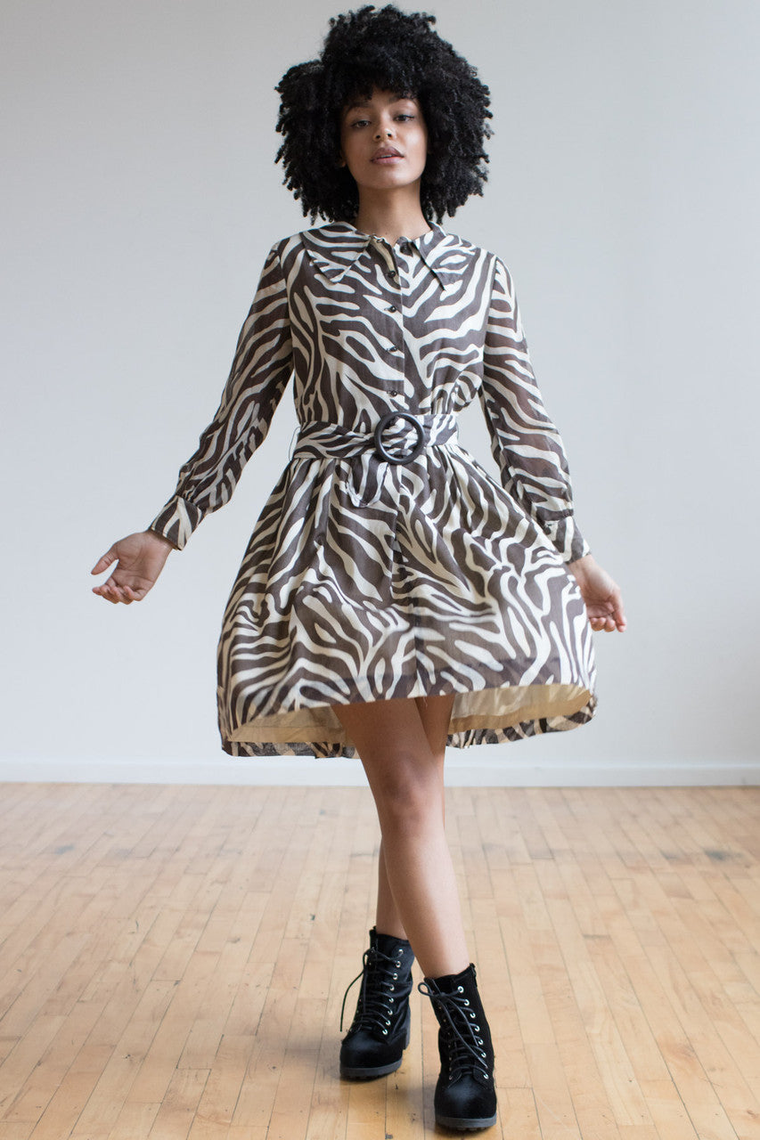 Brown Zebra Vintage Dress