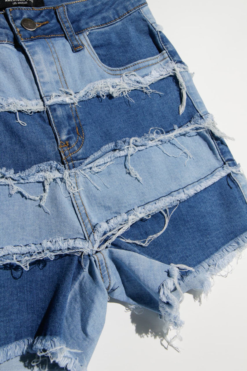 Patchwork Denim Shorts 1