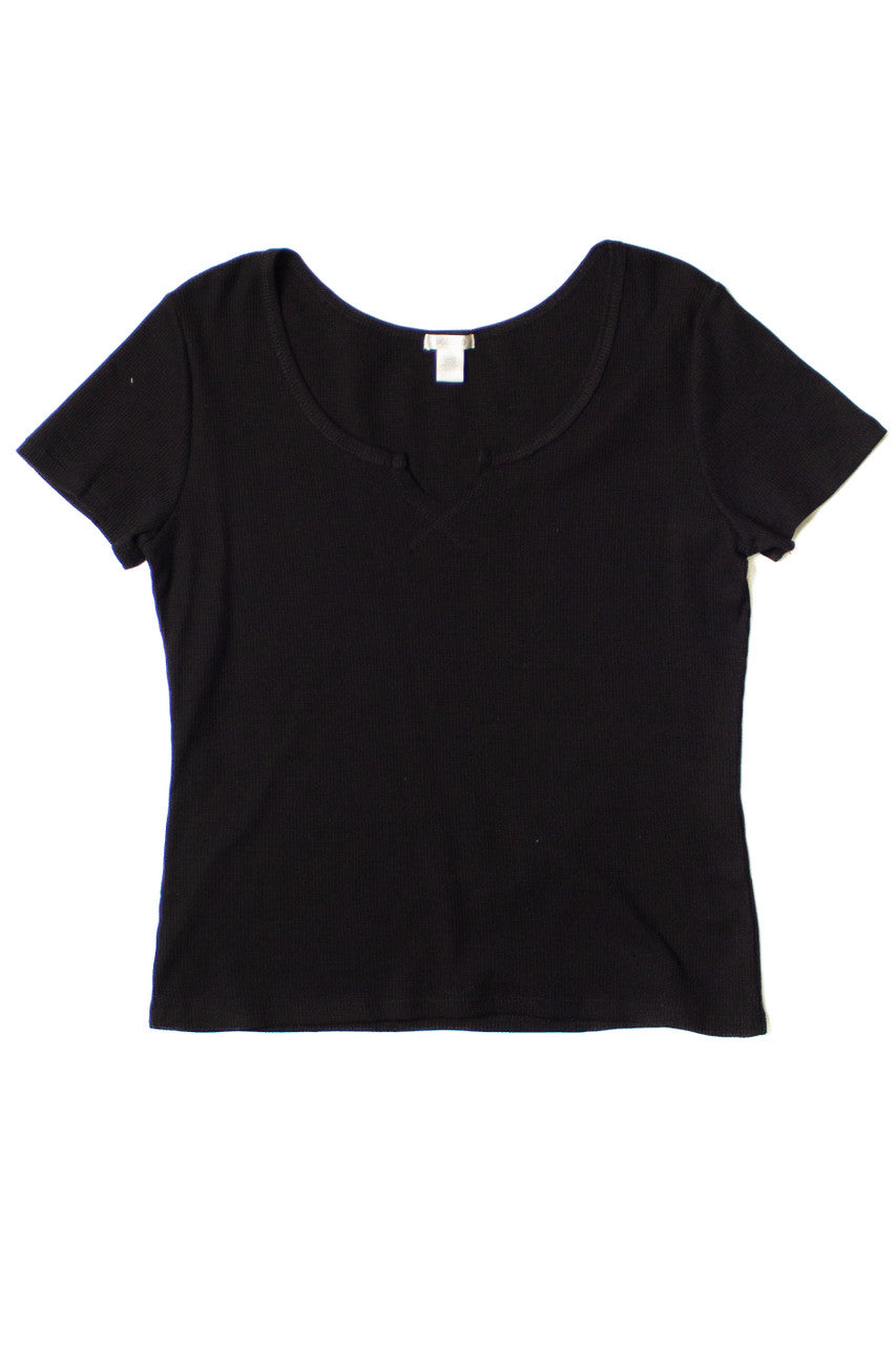 Extended Sizes Black Notch Thermal Tee