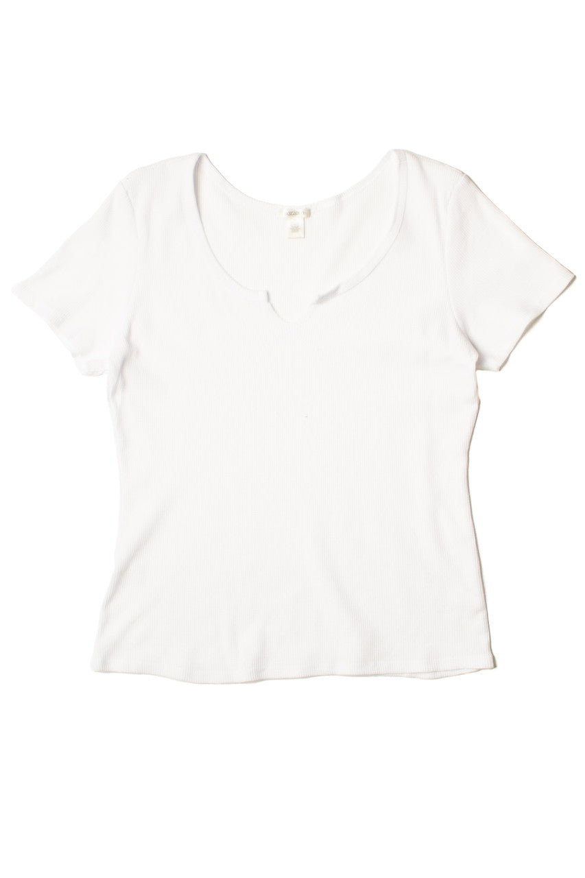 Extended Sizes White Notch Thermal Tee