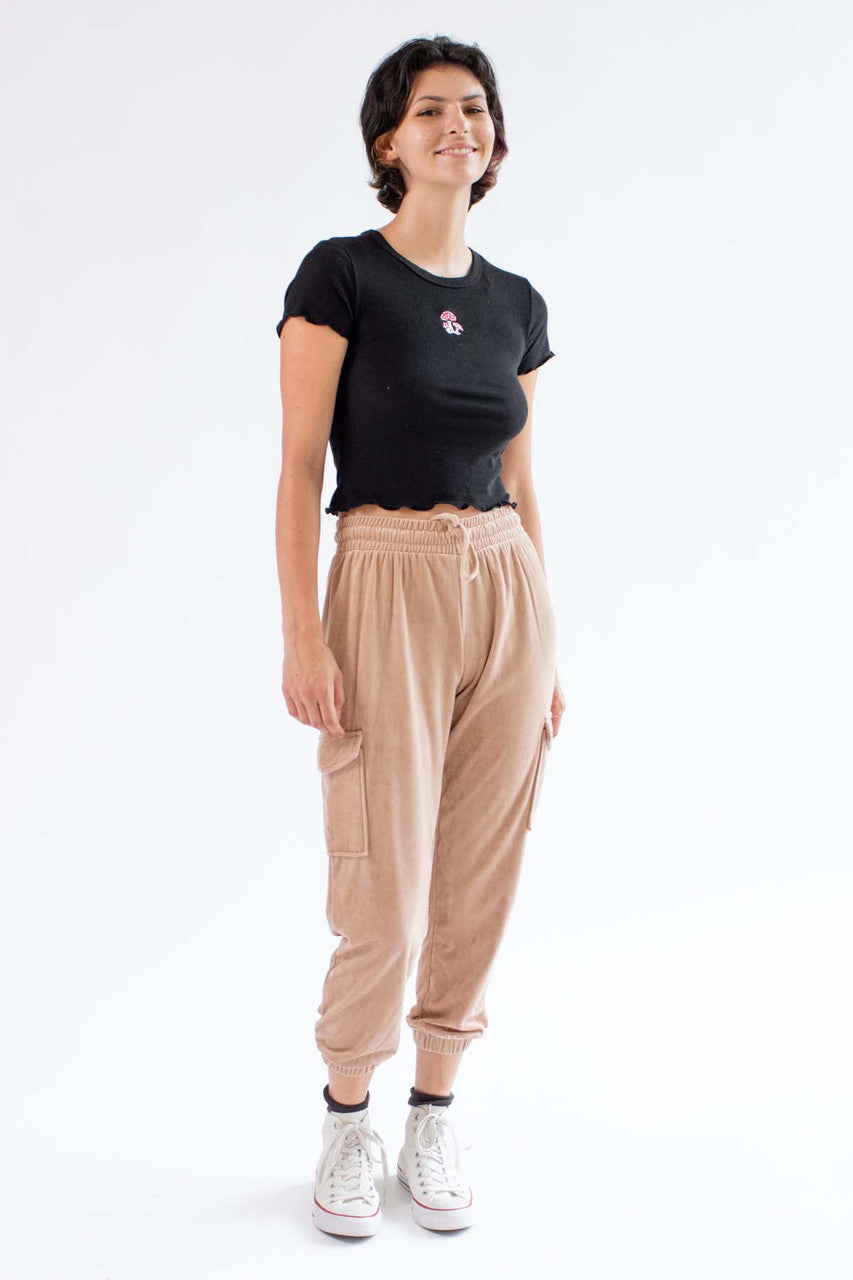 Warm Taupe Corduroy Cargo Joggers