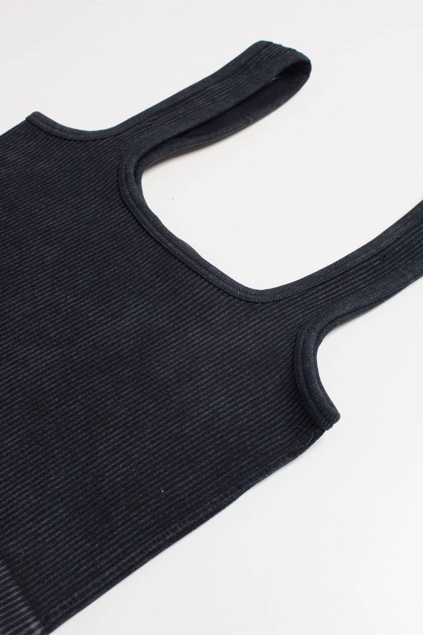Black Washed Seamless Crop Tank