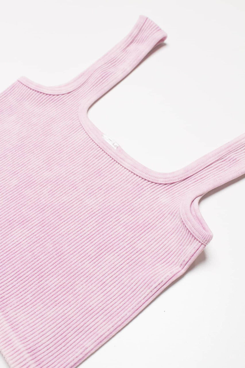 Pink Washed Seamless Crop Tank
