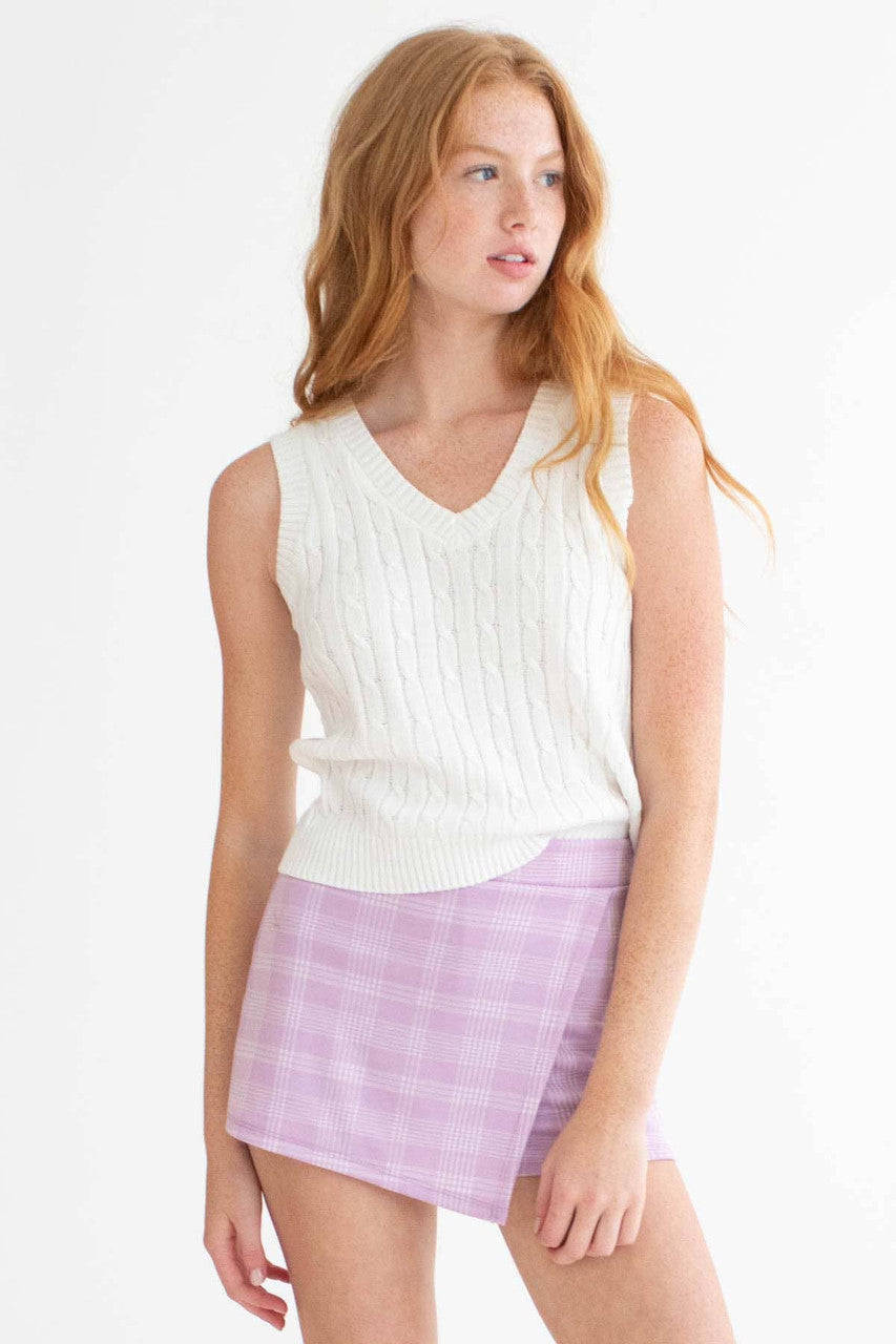 White Cable Knit Sweater Vest
