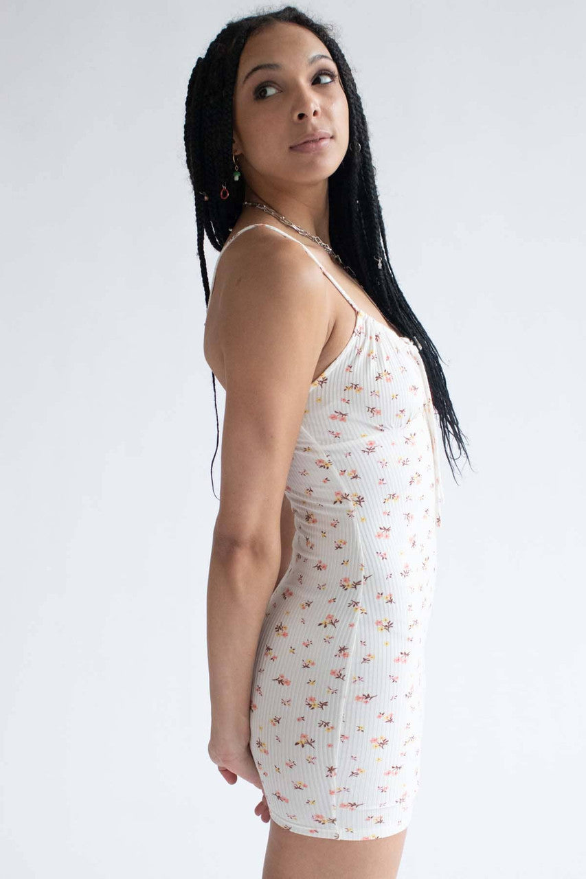 White Ditsy Floral Milkmaid Mini Dress