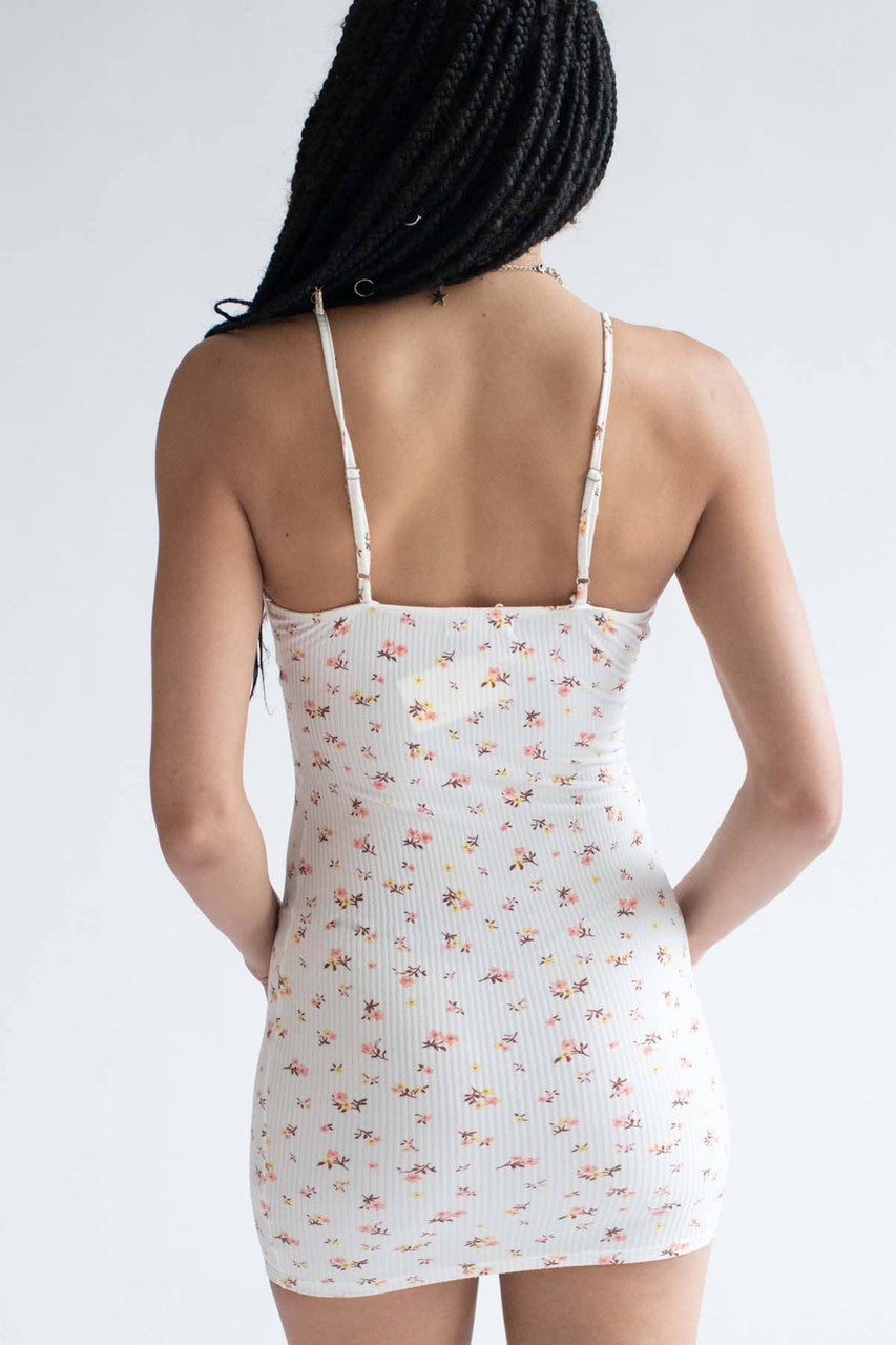White Ditsy Floral Milkmaid Mini Dress