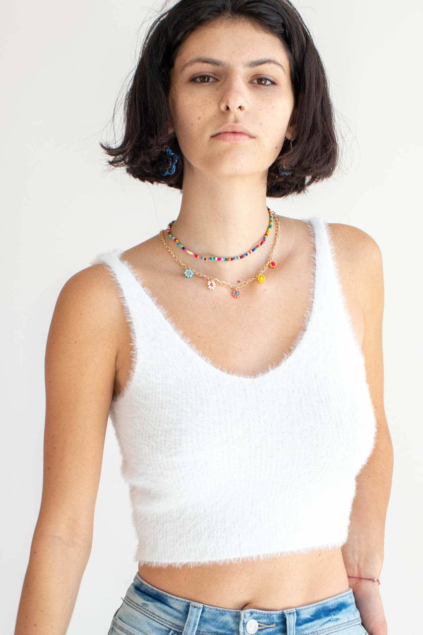 White Eyelash Tank