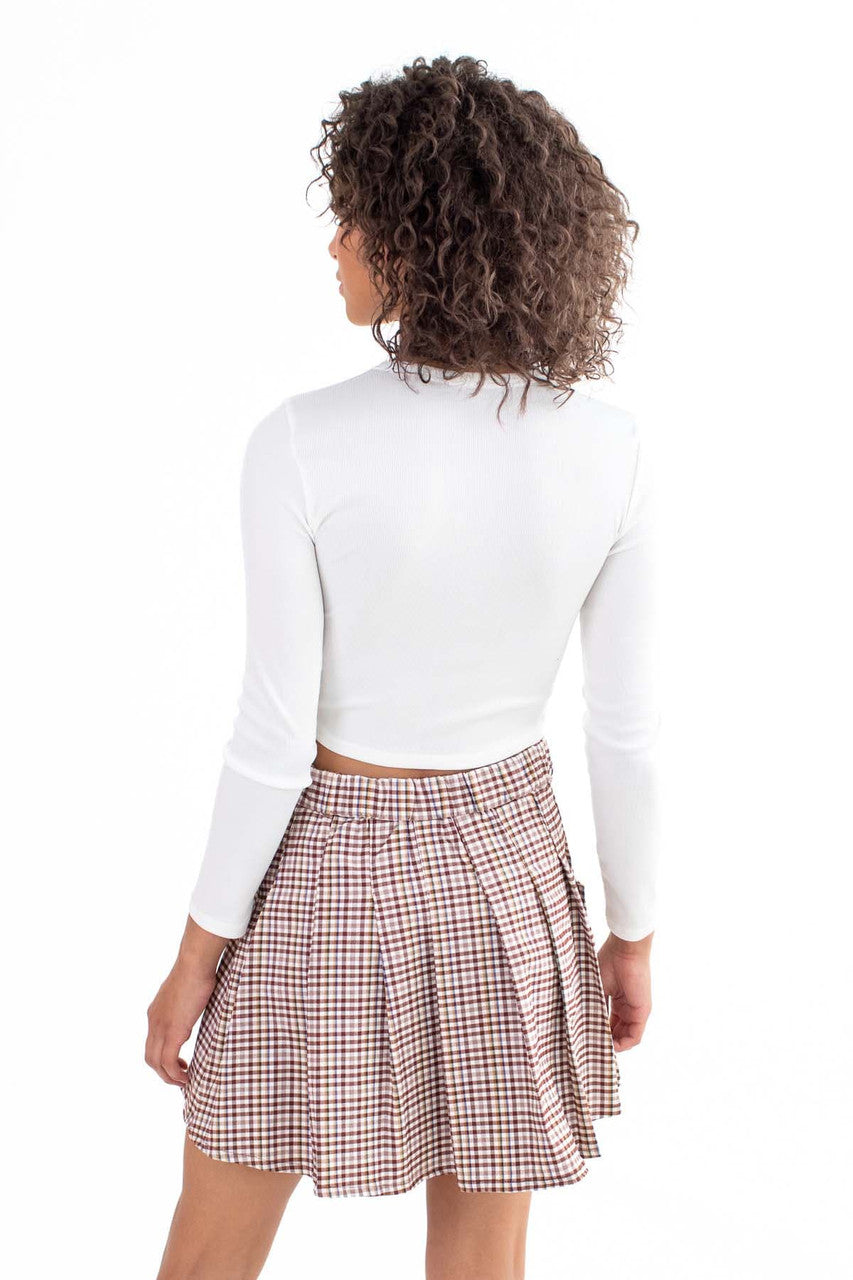 White Floral Cut Out Long Sleeve Crop Top