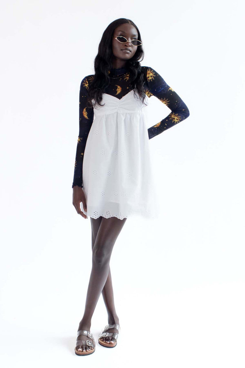White Floral Eyelet Mini Dress