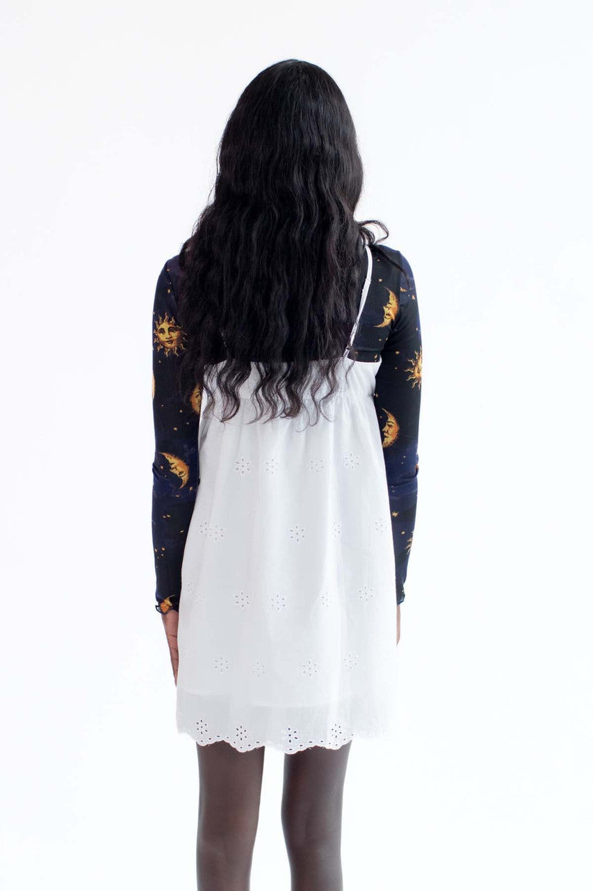 White Floral Eyelet Mini Dress