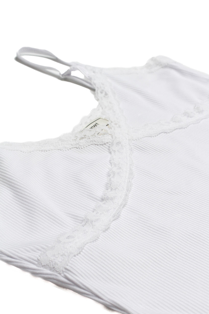 White V Neck Lace Trim Cami