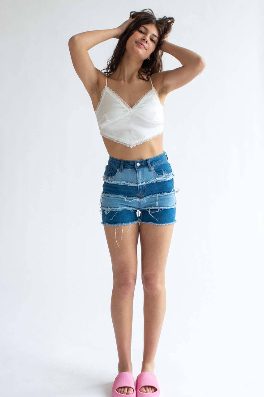 White Lace Trimmed Satin Cami