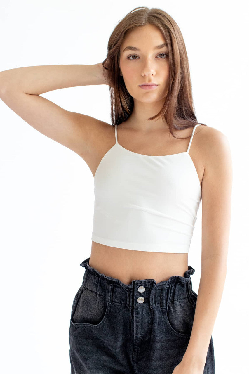 White Lace Up Back Cropped Top
