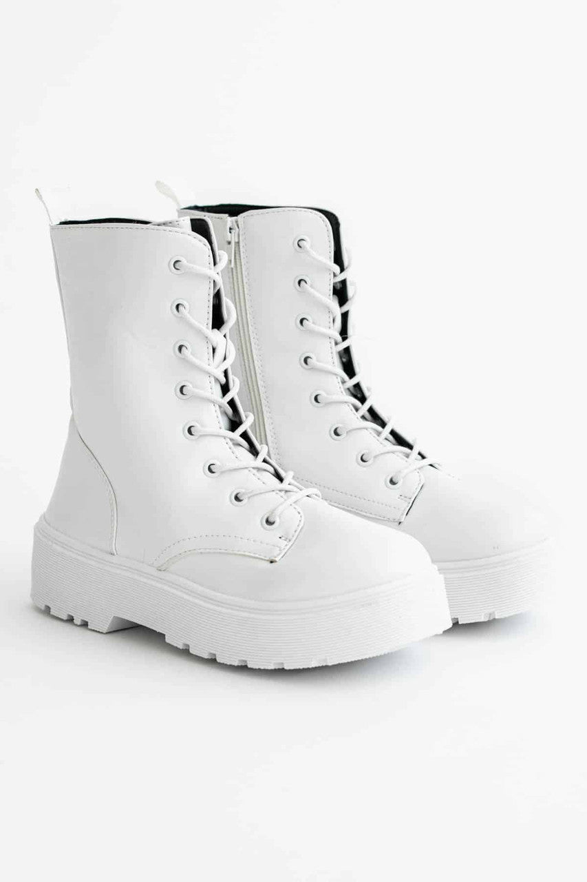 Solid White Platform Boots