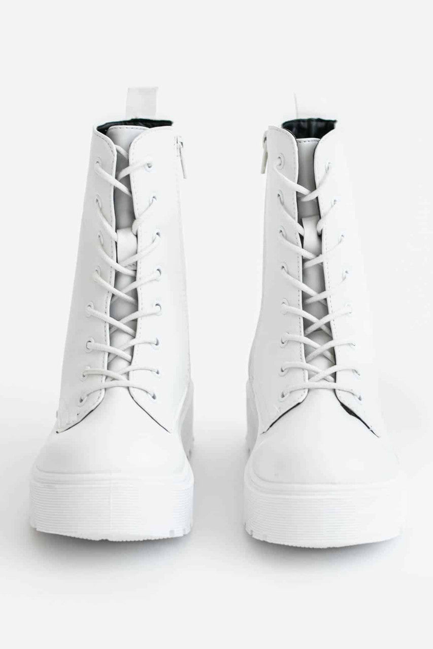 Solid White Platform Boots