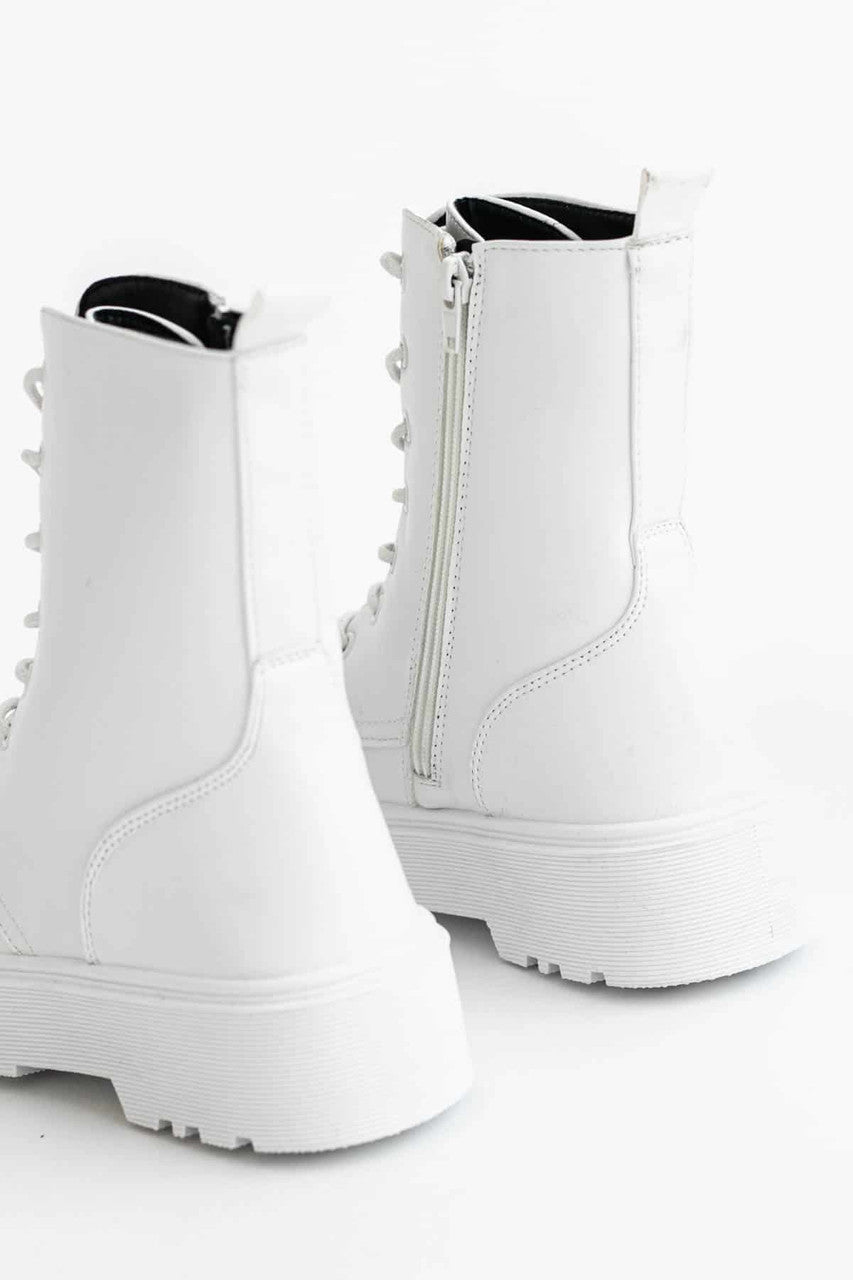 Solid White Platform Boots